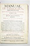 (PUEBLA--1766.) Venegas, Miguel. Manual de parrochos, para administar los santos sacramentos.